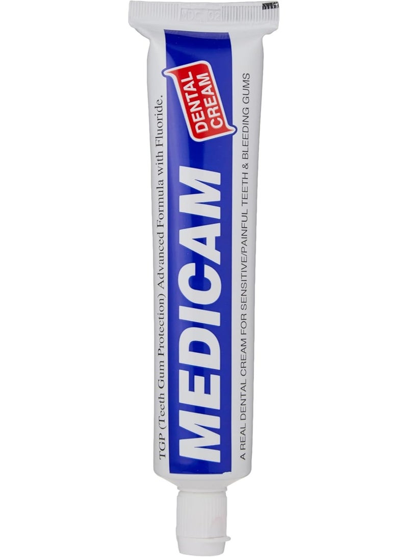 Medicam Dental Cream - Teeth Gum Protection Advanced Formula With Fluoride - Cream For Sensitive/Painful Teeth & Bleeding Gums- 100 Grams - Image 1